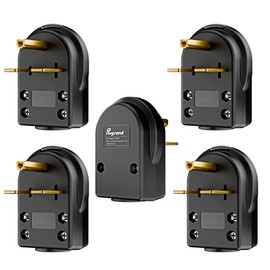 [5Pack] Nema 6-30P Plug Welder Plug 30 Amp 250 Volt Angle Plug, 3 Pole 3 Wire Grounding Blade Plug for Welders, Work with Cable OD Max. 1.06 Inch