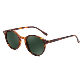 Karsaer Vintage Sunglasses Polarised Women Men Retro Round Glasses TR90 Frame UV400 Protection 5170, Tortoiseshell/Green