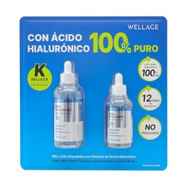 Wellage Real Hyaluronic 100 Ampolleta Azul con Solución de 100 de Acido Hialuronico Hecho en Corea Kit de 100 ml  60 ml. Total 160 m.                 