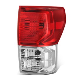 Auto Dynasty Tail Light Assembly Compatible with 2010-2013 Toyota Tundra, Passenger Right Side Factory Style with Turn Signal Parking Light, Chrome Housing Clear/Red Lens