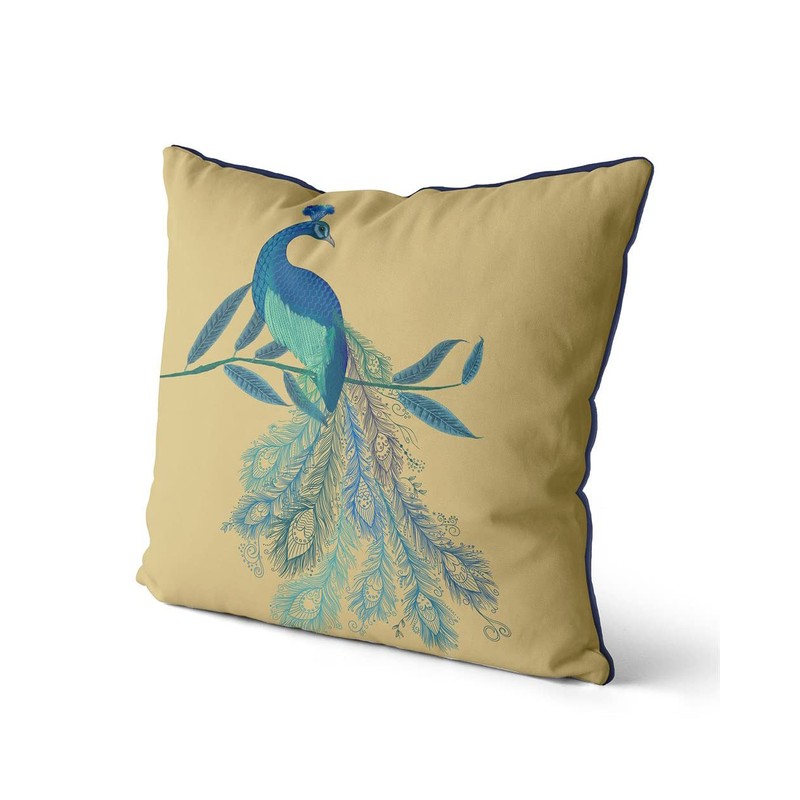 Kelly Stevens-McLaughlan, Peacock with Doodle Tail on Gold Cushion /