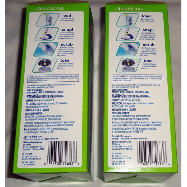 Scotch Brite Toilet Scrubber Refill Value Pack 2 Boxes of 10 Each Click N Flip