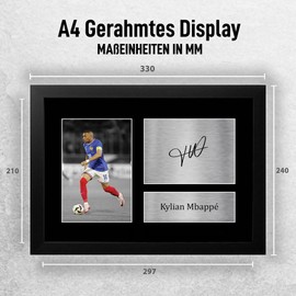 HWC Trading A4 FR Kylian Mbappe France Gifts Printed Autographs Picture for Fans and Supporters - A4 Framed