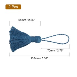 sourcing map Bookmark Tassels - 2Pcs 13.5cm/5.31" Soft Mini Tassel with Cord Loop for Keychain Bag Pendants Handmade DIY Crafts Accessory, Navy Blue