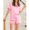 Ekouaer Womens Silk Satin Pajama Set Short Sleeve PJs 2