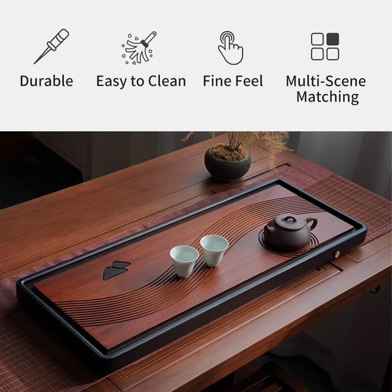 JIKUGO Bamboo Tea Tray Home Office Japanese Tea Set Tea