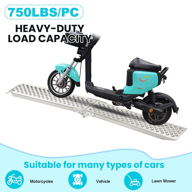 Foldable Aluminum Motorcycle Loading Ramp, 63" L x 8.5" W