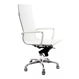 ZEM Silla de escritorio ZEM SE01 ergonómica  blanca con tapizado de cuero sintético