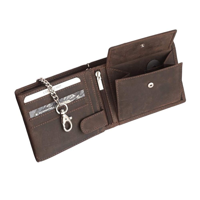 Chain Wallet Landscape Format, maroon, Vintage