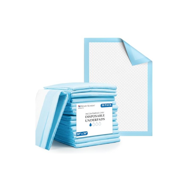 Henry Schein Disposable Underpads, 30x36 – Light Absorbency, 2-Ply Tissue,