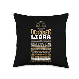 Family&Friends Horoscope Zodiac Gifts Libra Facts Traits Horoscope Zodiac Funny Gift Throw Pillow, 16x16, Multicolor