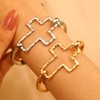KOFISNI Chunky Cross Bracelet for Women Silver Gold Big Cross