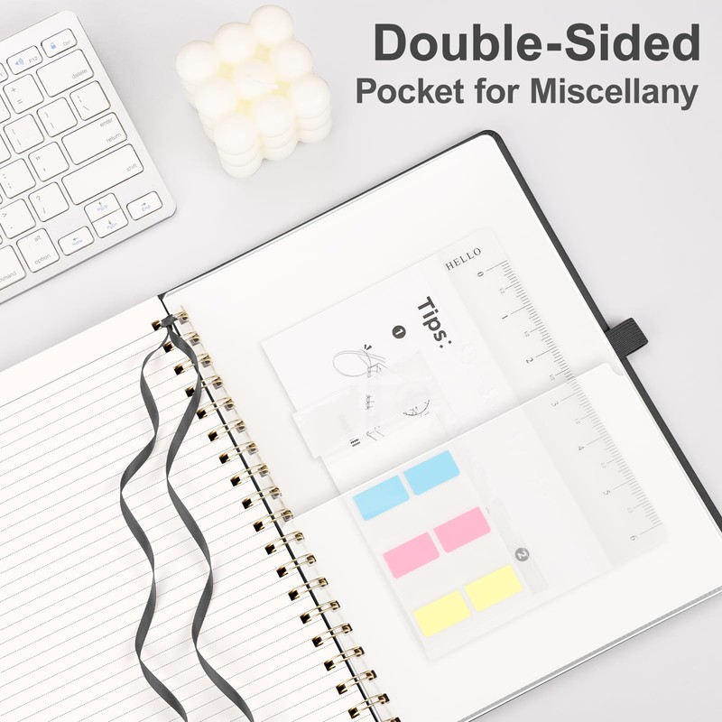 EMSHOI B5 Notebook Lined Journal, 100gsm, PU Leather Hardcover, Sticky