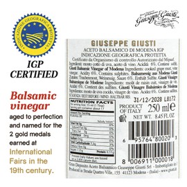 Giuseppe Giusti Aged Balsamic Vinegar of Modena - 2 Gold Medals Aceto Balsamico di Modena - Champagnotta 250ml