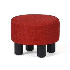 Joveco Small Foot Rest Stool Ottoman, Line Round Short Low Foostool for Chair, Under Office Desk, Living Room, Red