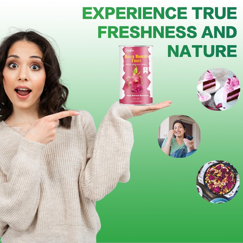 Freeze Dried Dragon Fruit, Freeze Dried Fruit, 150G/5.3OZ No Sugar