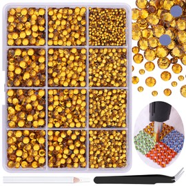 6800Pcs Hotfix Rhinestones for Clothing, Topaz 2-5mm Mixed Sizes Iron On Flatback Glass Gems, Bedazzling Crystals Rhinestones for Crafting Hats Shoes Fabric Decor Nail Art