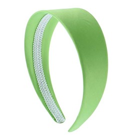 Bright Green 2 Inch Wide Satin Hard Headband with No Teeth (Motique Accessories)