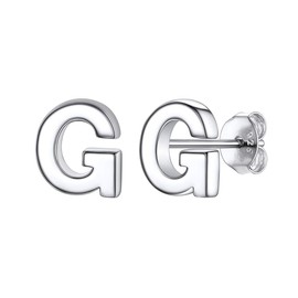 ChicSilver G Initial Earrings Sterling Silver Studs for Women Fashion Capital Letter Jewelry (Alphabet G)