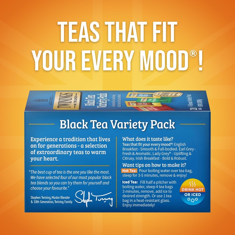 Twinings Variety Pack Black Tea Bags, 20 Count (Pack of
