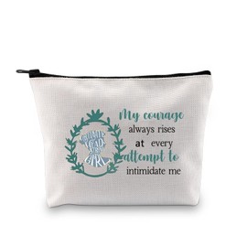 PXTIDY Pride Book Inspired Gift My Courage Always Rises With Every Attempt To Intimidate Me Cosmetic Bag Bookworm Gift