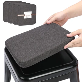BUYUE Linen Magnetic Bar Stool Cushion, 1 Piece, Improved Non-Slip Breathable Small Chair Seat Pad for Cafe, Bistro, Stackable Metal Stool (Square, Dark Grey, 1)
