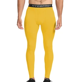 HYCOPROT Pantaloni a Compressione da Uomo Leggings da Asciugatura Rapida Sportivi Pantaloni Leggings Base Layer Traspiranti Pantaloni Stretti Corsa (Giallo, L)