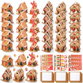 Libima 36 Set Gingerbread House Set Bulk Christmas Crafts for Kids DIY Make Your Own Gingerbread Cardboard House with Stickers Christmas Craft Kits Gift for Kids Xmas Activities Classroom Party Decor