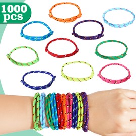 Jenaai 1000 Pcs Neon Friendship Bracelets Bulk Adjustable Neon Bracelet Assorted Colors Nylon Paracord Bracelets for Adults Birthday Gift Party Favors Carnival Prize, 10 Colors