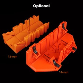 14-inch Mitre Box with Movable and Non-Slip Jaw for Back Saw Slot Angles 45/22.5/90 Degrees Cuts Sawing and Clamping Box for Woodworking ALKOY
