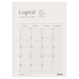 Nakabayashi NS-B502-26AW Notebook, 2026 Logical Diary, Monthly Note Type, B5, White