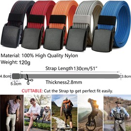 Belt for Men, Military Tactical Sport Belt with YKK Plastic Buckle, Durable Breathable Waist Belt for Work Outdoor Hiking Skiing, Adjustable for Pants Size Below 46 inches [53"Long 1.5"Wide] (Gray)