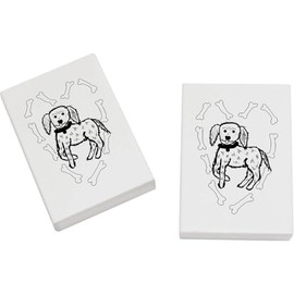 2 x 45mm 'Dog Paradise Surrounded by Bones' Erasers/Rubbers (ER00040344)