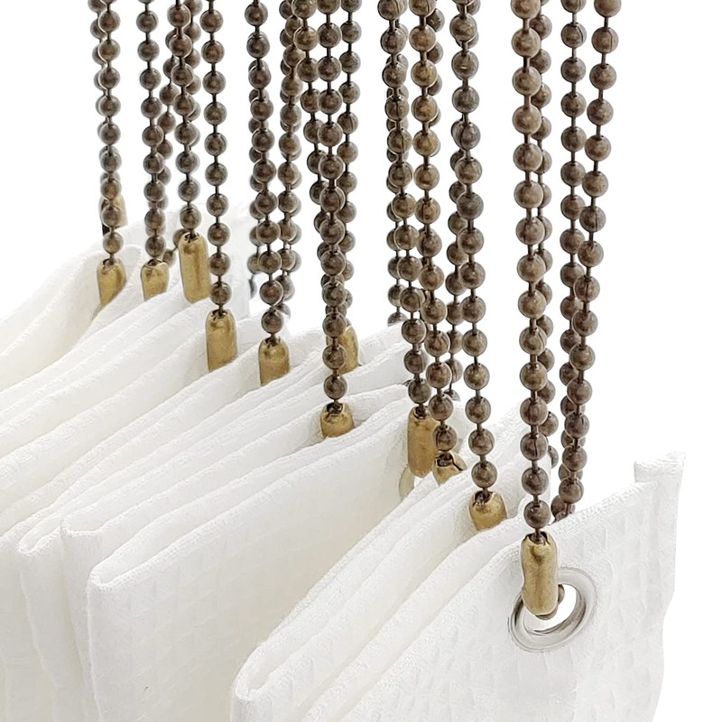 Antique Brass Shower Curtain Hooks, 27 Inch Ball Chain Design,