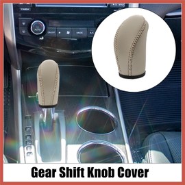 ACROPIX Funda de Perilla de Palanca de Cambios de Cuero Sintético para Coche Transmisión Automática Fundas Protectoras de Palanca de Cambios para Nissan Pathfinder 2013-2020 Beige Partes de Coche