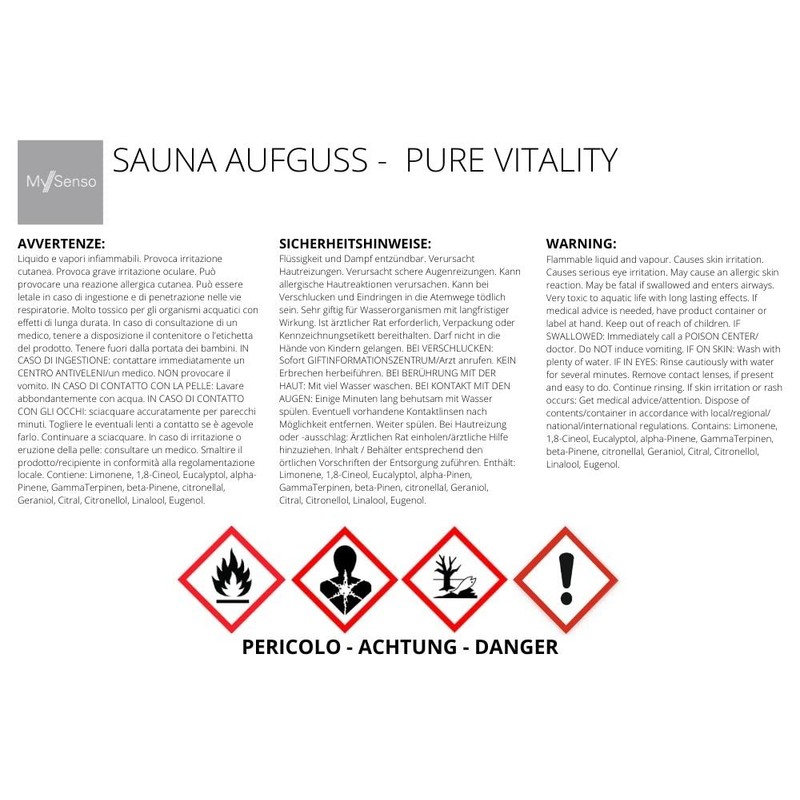 My Senso Sauna Oil Infusion Pure Vitality 50ml 100% Natural