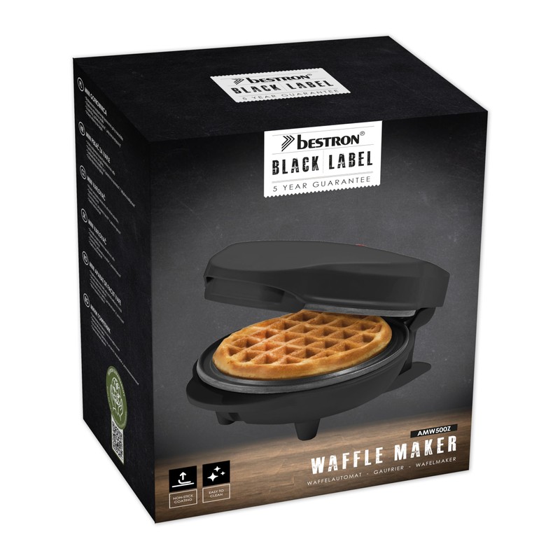 Bestron AMW500ZBS Mini Waffle Maker, Alloy Steel, Black
