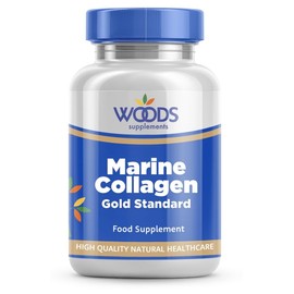 Woods Supplements - High Strength Collagen 150x Tablets. Marine Collagen with Hyaluronic Acid, Vitamin E, C, B6, Biotin & Zinc Food Supplement for Healthy Hair, Skin, Energy Production and Metabolism
