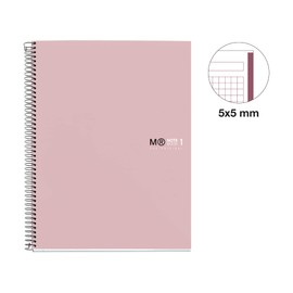 Miquelrius - Notebook A5 (148 x 210 mm), Notebook The Original Colours, 80 Sheets 90 g/m² and 1 Colour Strip, Grid 5 mm, 2-Hole Punching, Hard Cover, Colour Sand