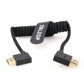 ZBLZGP HDMI to HDMI Coiled Cable High Speed Ethernet for Port Keys BM5 Monitor, Laptop, Computer, Camera, Monitor (Braided Coiled Cable, Right HDMI Left)