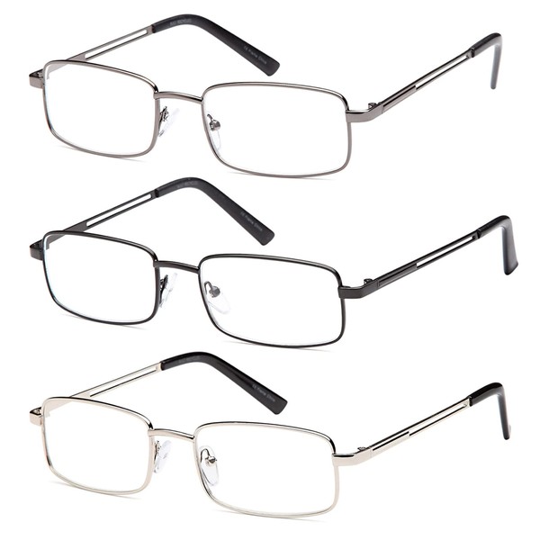 GAMMA RAY OPTICS Reading Glasses 3X Stainless Flex Readers (1.50x, Mens)