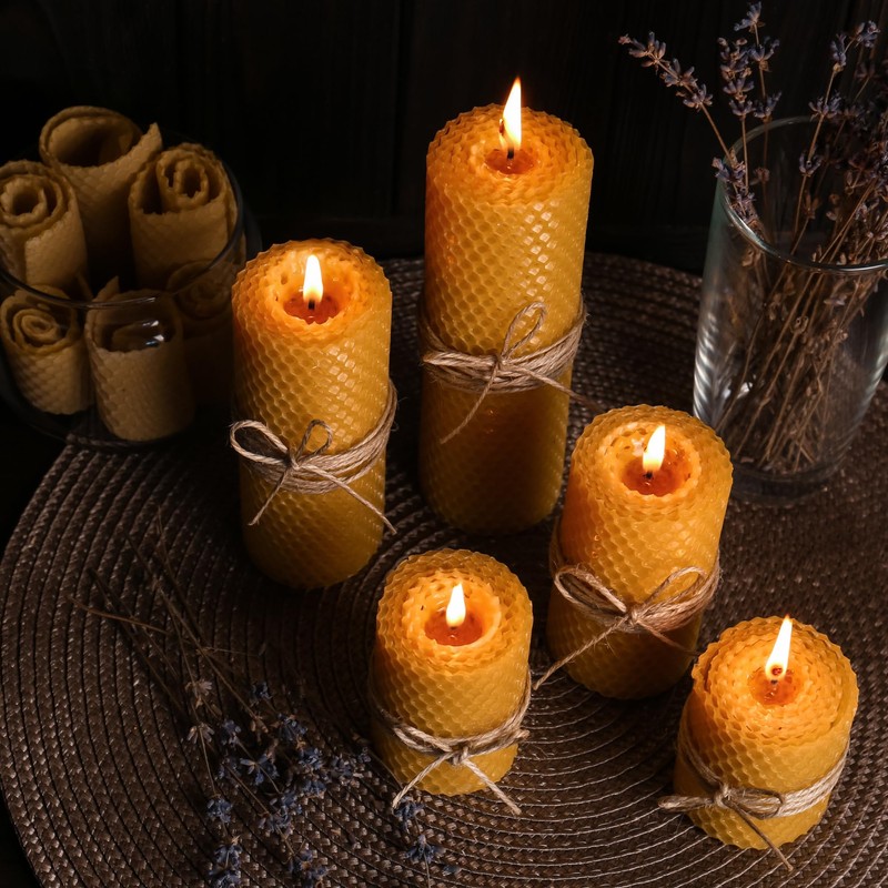 8 Set Kerzen aus Bienenwachs| Honigkerzen| Stumpenkerzen| Bienwachskerzen| Bienenwachs kerze|Geschenke