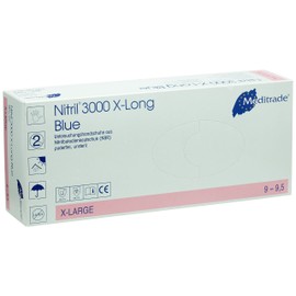 Meditrade Nitrile X-Long 1282XL Disposable Gloves Blue (Pack of 1 x 100)