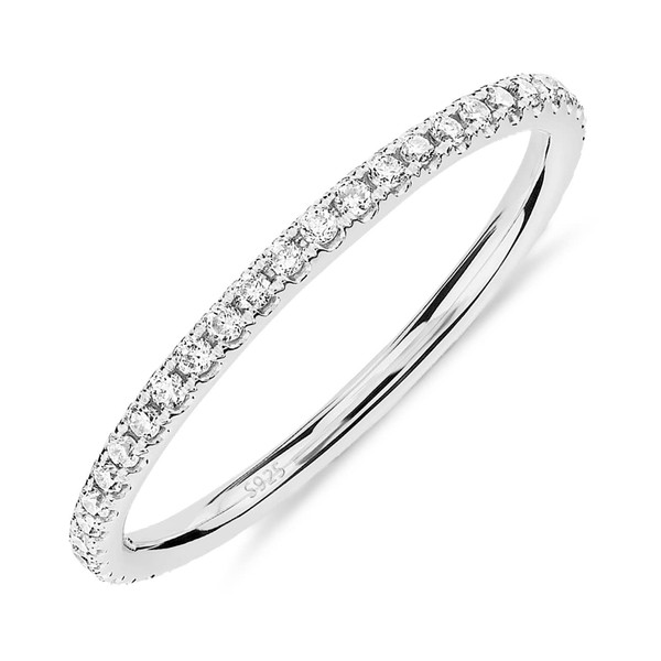 PAVOI 18K White Gold Vermeil 925 Sterling Silver Stackable CZ