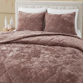 SHALALA NEW YORK Lightweight Summer Quilt,Queen Bedding Quilt Sets,Velvet Comforter,Luxury Diamond Bedspread Coverlet with Soft Brushed Microfiber Back for All Season(Full/Queen,Mauve)