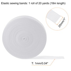 HARFINGTON 20 Yards Sewing Elastic Bands 1 Inch 25mm Width Flat Knit Stretch Elastic Cord for DIY Projects Arts and Crafts, White