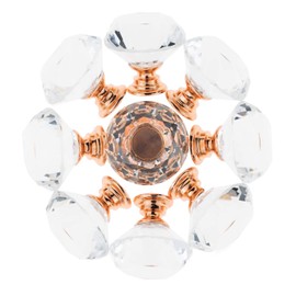 YourGift 12 Pack Drawer Knobs Diamond Shaped Crystal Glass 30mm Cabinet Knobs Pull Handles (Rose Gold)