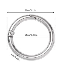 JJiaoLinin Round Spring Ring Key,28Pcs Metal Spring O Rings Clip Keychain, Round Carabiner Clips Keyrings Snap Hook Buckle, 28mm Spring O Rings, for Bag Purse Handbag Strap Craft Jewelry Making