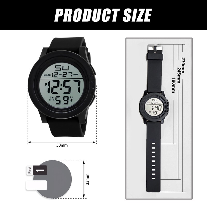 Digital Watch,Digital Watches for Men,Mens Digital Watch,with Led Backlight,Suitable for