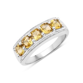Rafaela Donata Women's Ring 925 Sterling Silver Rhodium-Plated with Yellow Citrine Gemstone Ring Size 4.00 mm, Citrine